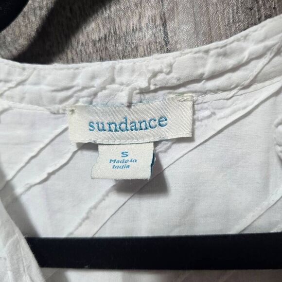 Sundance Snow Cloud Women Popover Top Blouse Shirt White Textured - Picture 4 of 5